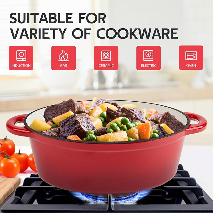 5.5 Quart Oval Enameled Cast Iron Dutch Oven Pot - Image 6