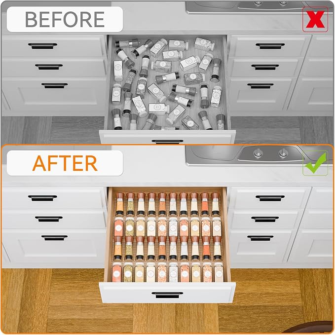 Yieach 4 Pack Adjustable In Drawer Spice Organizer - Image 6