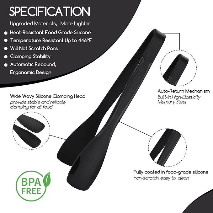SOLEADER 11 Inch Silicone Tongs - Image 5