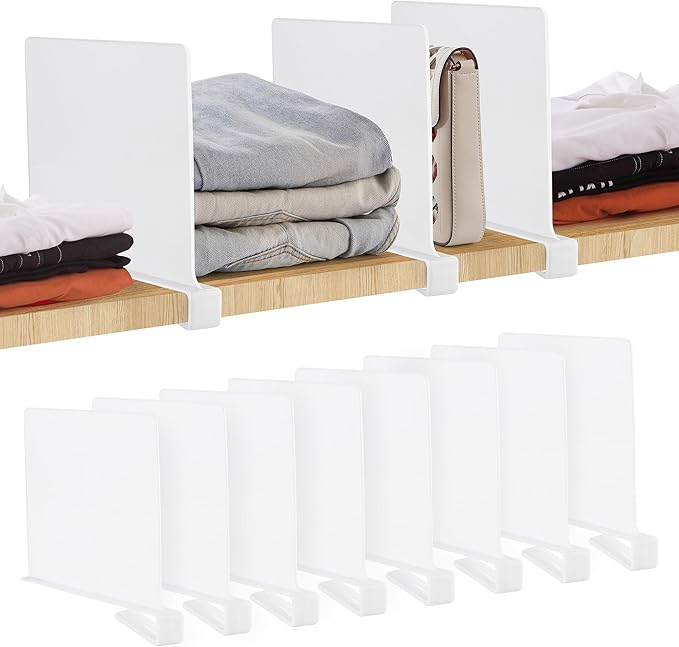 JOY DECOR 8 Pack Acrylic White Shelf Dividers by JOY+DECOR