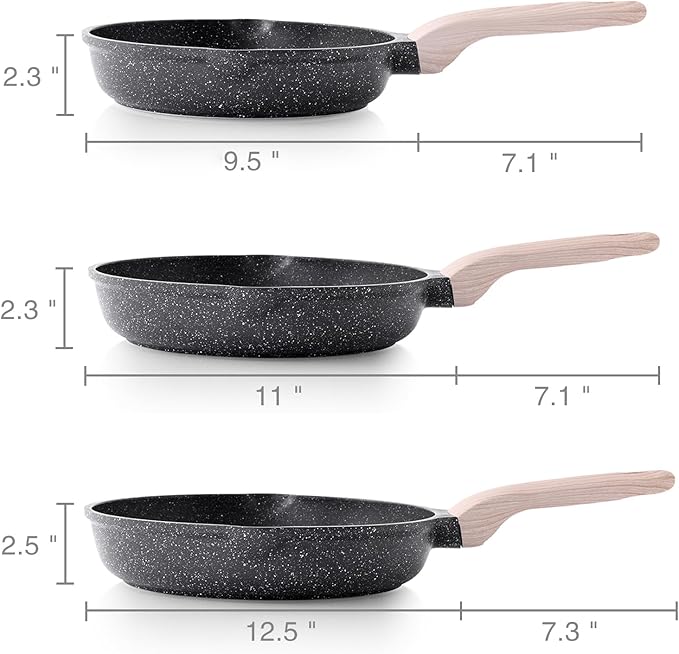 Kordisen Nonstick Frying Pan Set, 3 Piece Skillet Set, Healthy Induction - Image 6