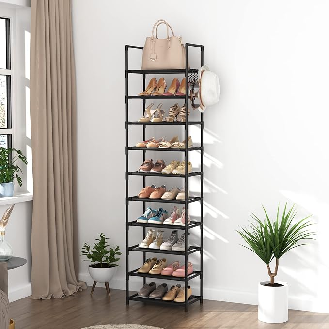 LANTEFUL 10 Tiers Tall Shoe Rack 20-25 Pairs Boots Organizer Storage Sturdy - Image 7