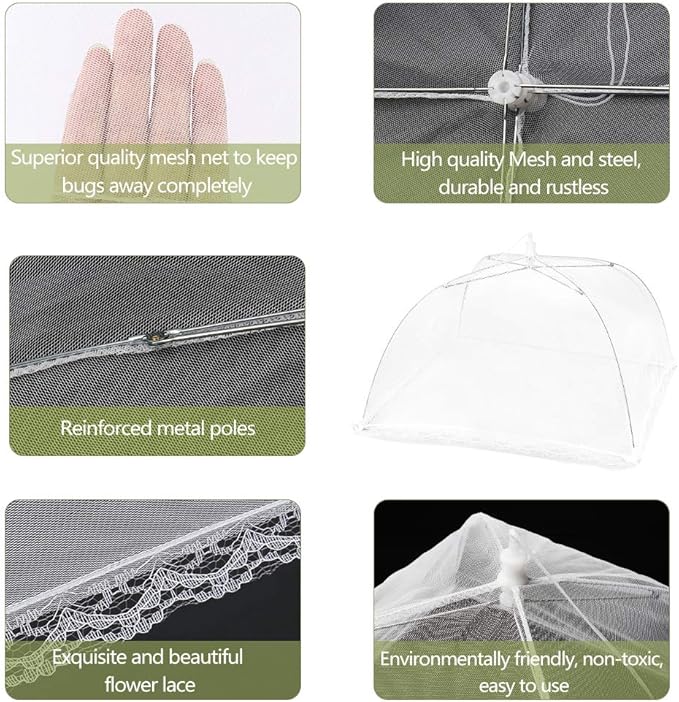 Onarway 6 Pack Food Covers 17 Inch Pop-Up Encrypted Mesh Plate Serving Tents - Image 4
