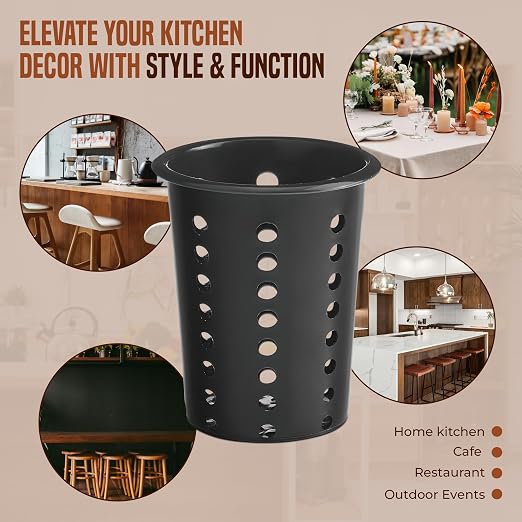 OCS Parts Perforated Utensil Drying Cups | Black | Set of 3 | Plastic Flatware - Image 6