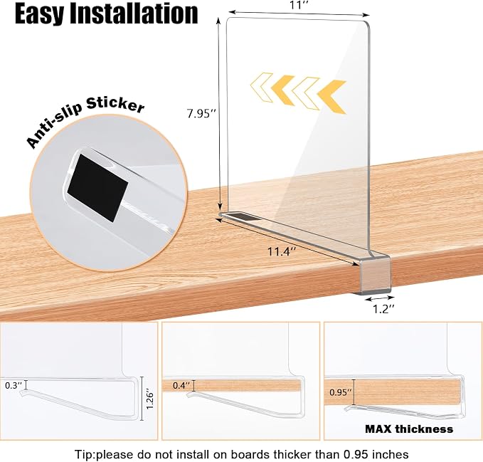 xydstay 12 Pack Acrylic Shelf Dividers - Image 2