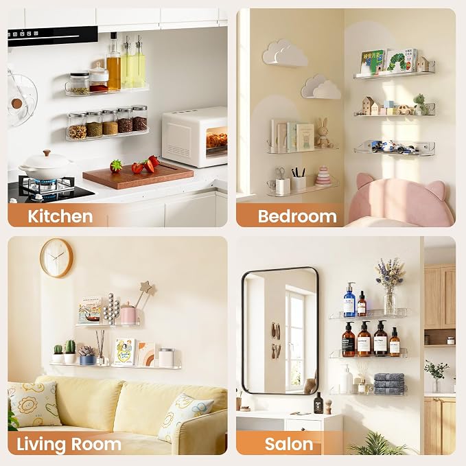 SpaceWhisper Floating Shelves for Wall, Living Room, Display Hanging Shelf - Image 6