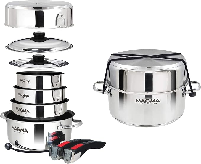 Magma 10 Piece Gourmet Nesting Stainless Steel Cookware Set - Image 5