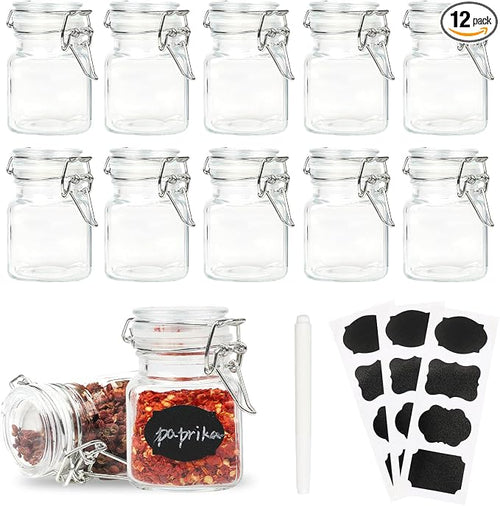 12 Pack Glass Jars with Airtight Lids, 3.4 oz Small Spice Jars, 12 Pack Empty by Homelike+Style