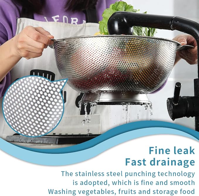 Kyraton Stainless Steel Colander 5 Quart, Professional Strainer - Image 5