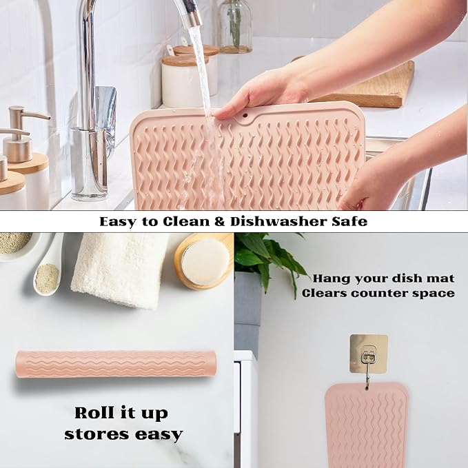 ZLR Silicone Dish Drying Mat 12" x 12" Square - Image 4