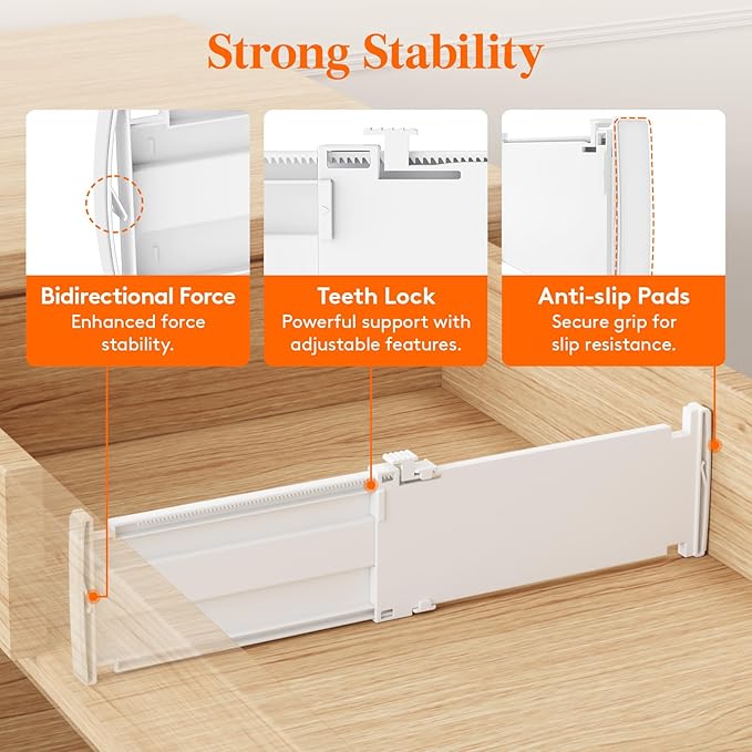 Lifewit 4" Tall 16 Pack Drawer Dividers, 27-42cm/10.5-16.5" Expandable Drawer - Image 5