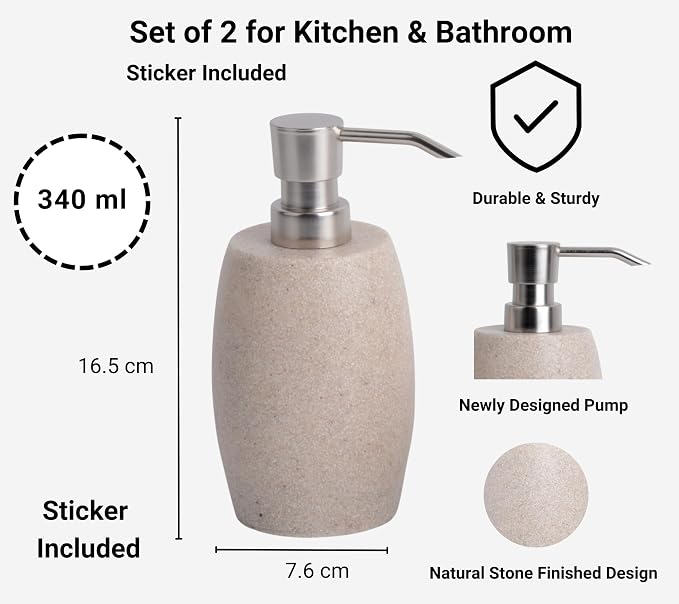 Clasin Home Sandstone Textured Resin Soap Dispenser - Image 3