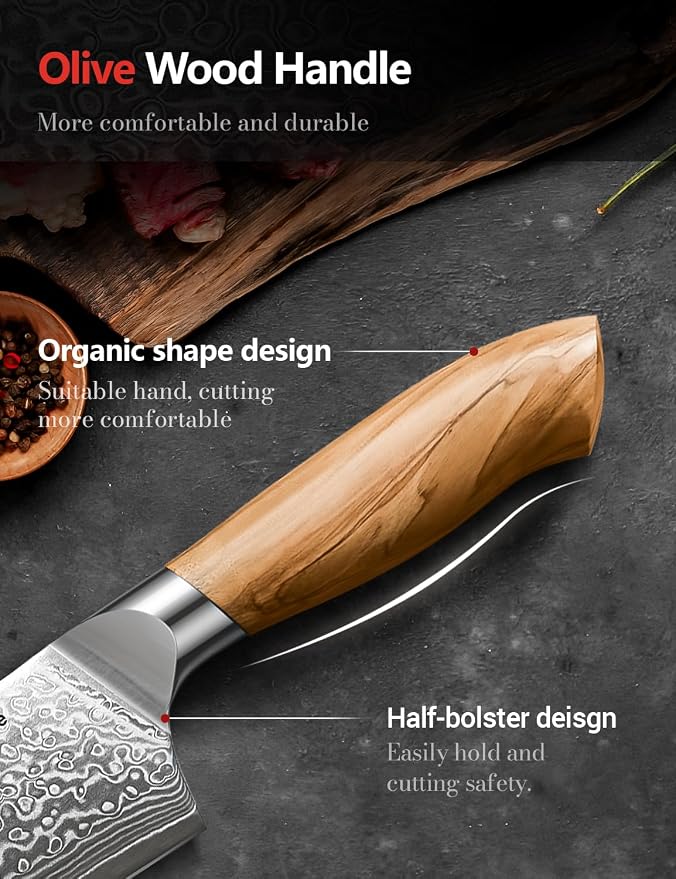 Emojoy Damascus Kitchen Knife Set, 67-Layers Damascus Knife - Image 5