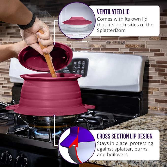 L.I.Q Silicone Splatter Guard – Fits 10 and 12 Inch Pots – Microwave Safe and - Image 5