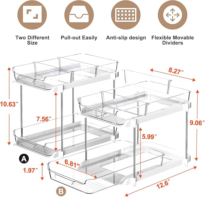 Delamu 2-Tier Multi-Purpose Bathroom Under Sink Organizers and Storage - Image 2