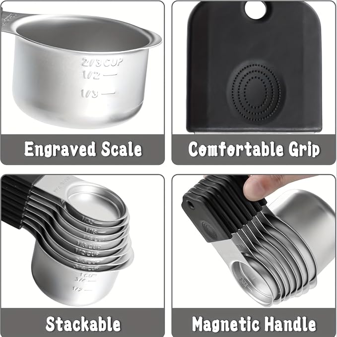 Magnetic Measuring Cups, Stainless Steel Kitchen Aid Cups Measuring set - Image 5