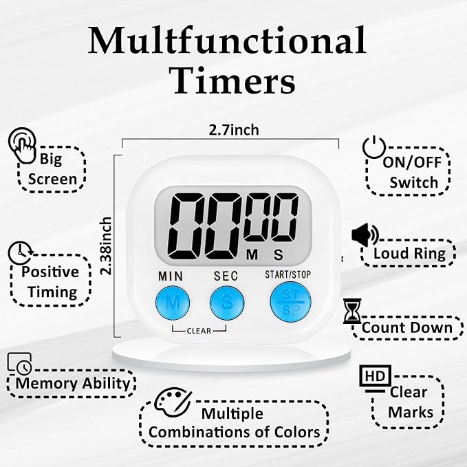 ZILLEEN 12 Pack Kitchen Timers for Cooking Digital Classroom Timers for Kids - Image 3
