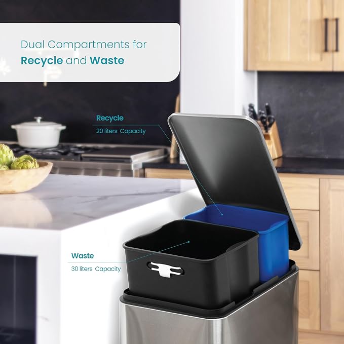 Home Zone Living 13 Gallon Slim Kitchen Trash Can - Image 6