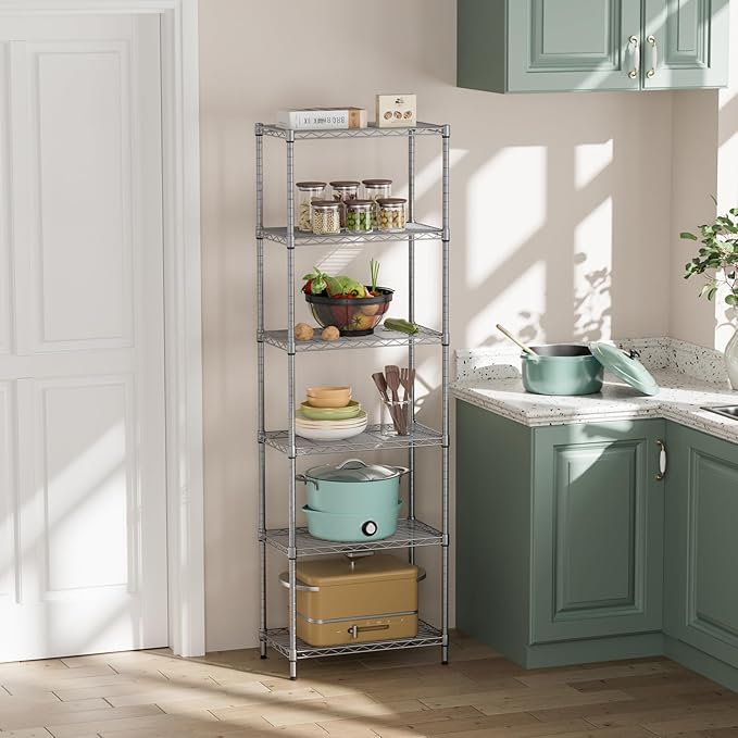 SINGAYE 6 Shelf Wire Shelving Unit Adjustable Metal Shelves Standing Bathroom - Image 9