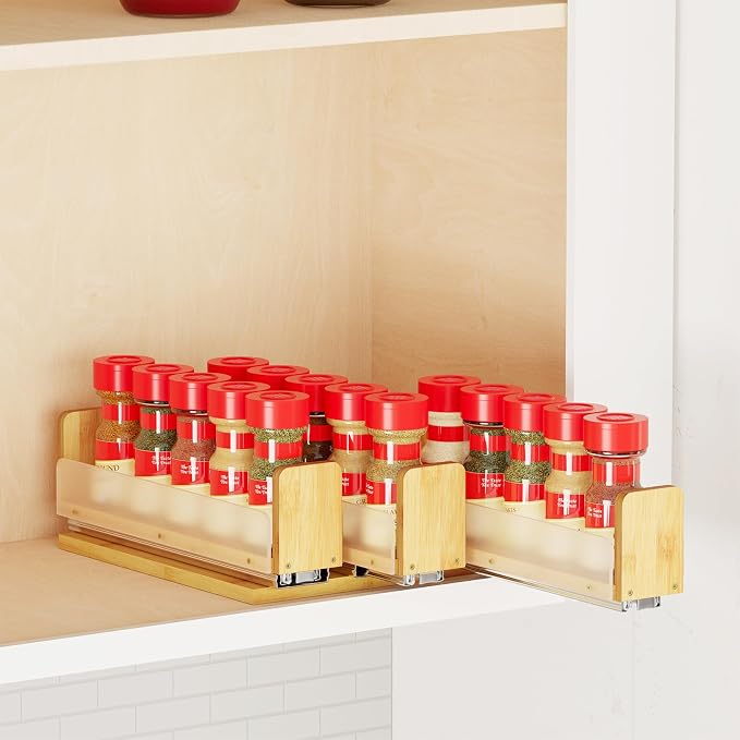 SpaceAid Bamboo Pull Out Spice Rack Organizer by SpaceAid