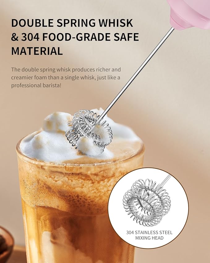 CIRCLE JOY Portable Rechargeable Milk Frother Hanheld, Dual Spring Whisk - Image 4