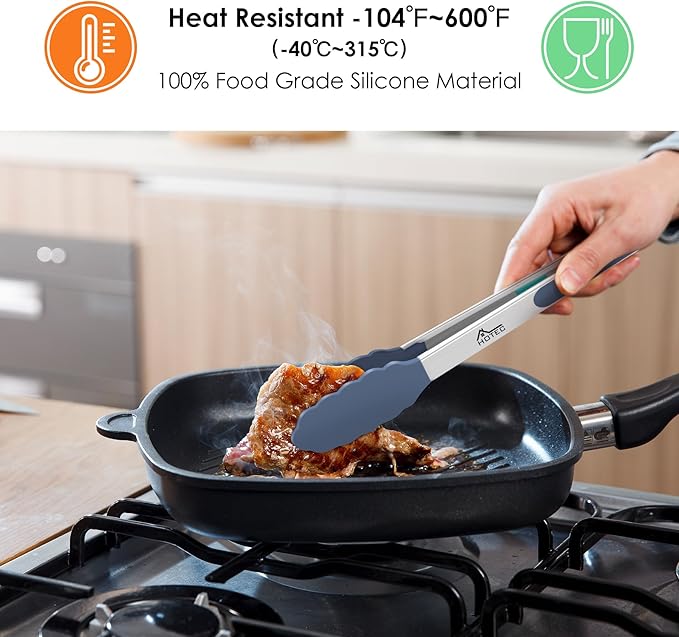 HOTEC Premium Stainless Steel Locking Kitchen Tongs - Image 2