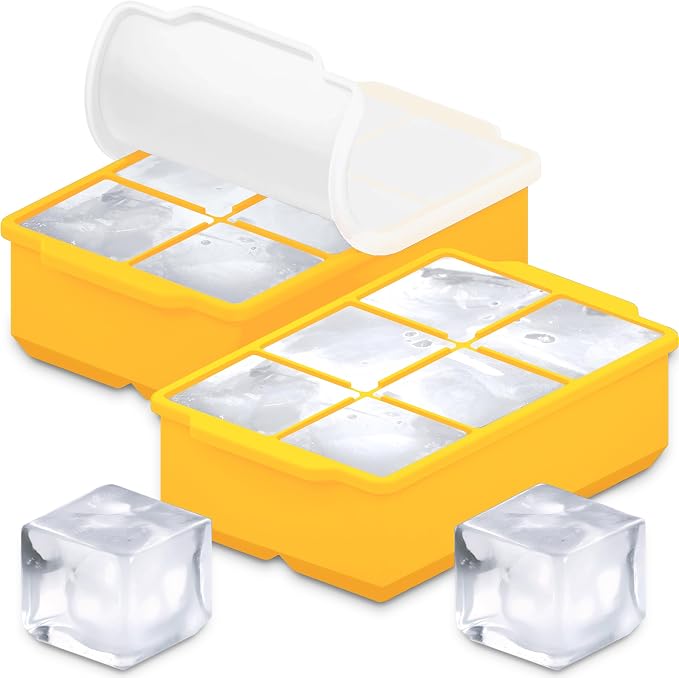KitchFort Large Silicone Ice Cube Tray, Easy Release 2" Big Ice Cubes by KitchFort