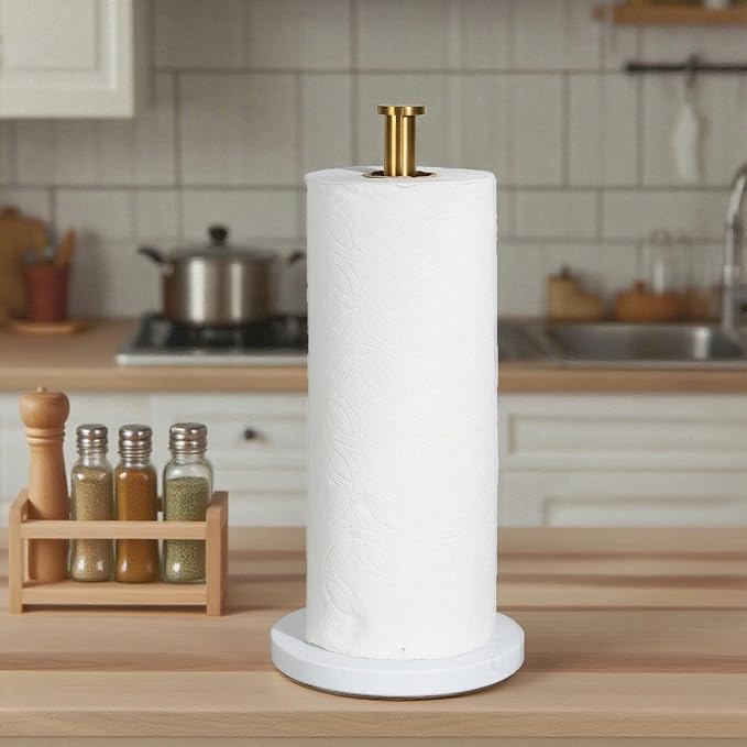 YIGII Marble Base Paper Towel Holder Countertop, Standing Paper Towel Holder - Image 6