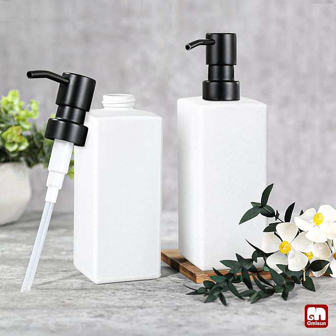 GMISUN White Soap Dispenser, Bathroom Hand Soap Dispenser, Glass Dispenser - Image 6