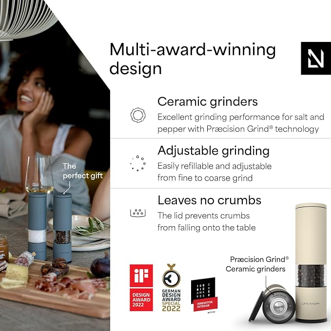 LARS NYSØM Salt and Pepper Grinder Set Manual, Stainless Steel Salt and Pepper - Image 2