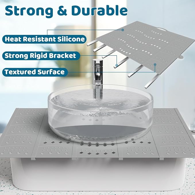 Bathroom Sink Cover for Counter Space, Foldable Silicone Makeup Mat for Hair - Image 6