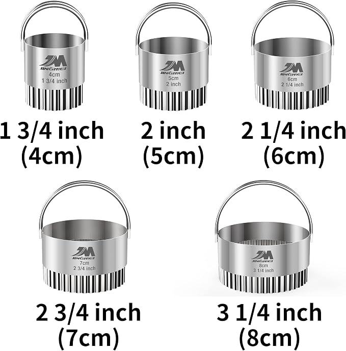 Ripple Biscuit Cutter Set 1.75inch 2inch 2.25inch 2.75inch 3.25inch, Stainless - Image 2