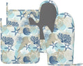 Nautical Coastal Oven Mitts and Pot Holders Set of 4 Silicone Starfish