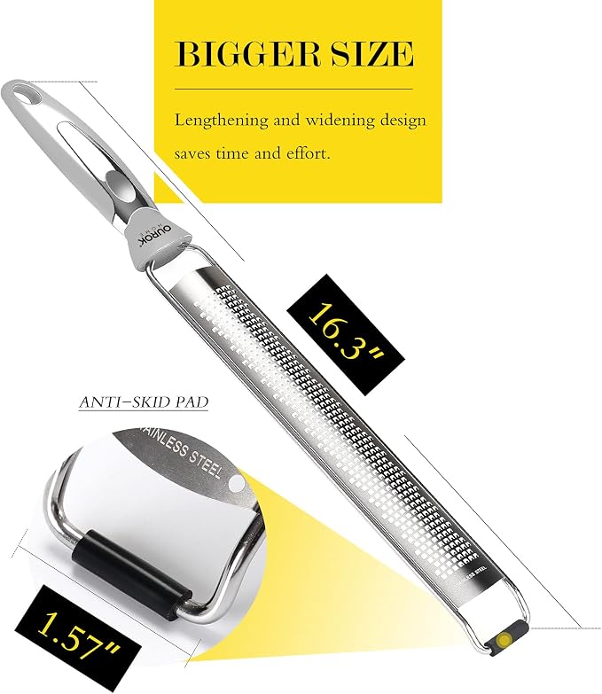 Ourokhome Kitchen Lemon Zester, Stainless Steel Hand Held Parmesan Cheese Grater - Image 5