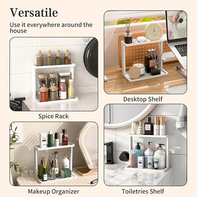 PEKER Bamboo Bathroom Organizer Countertop – Small Vanity Storage Shelf - Image 8