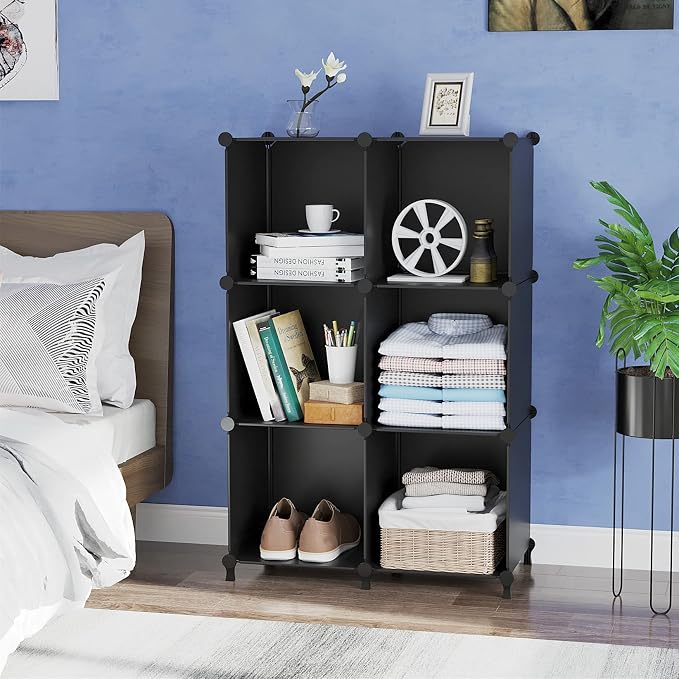 AWTATOS Cube Storage Organizer, Storage Cubes Shelves Bookshelf, 6 Cube Closet - Image 4