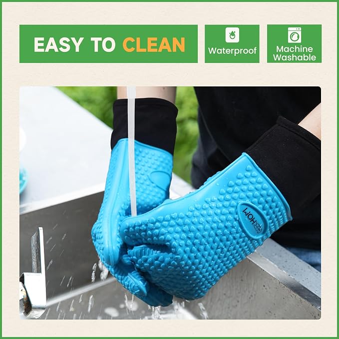 GEEKHOM BBQ Gloves Heat Resistant Oven Mitts - Image 5