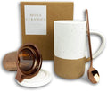 Mora 12oz Ceramic Tea Cup with Infuser, Lid by MORA