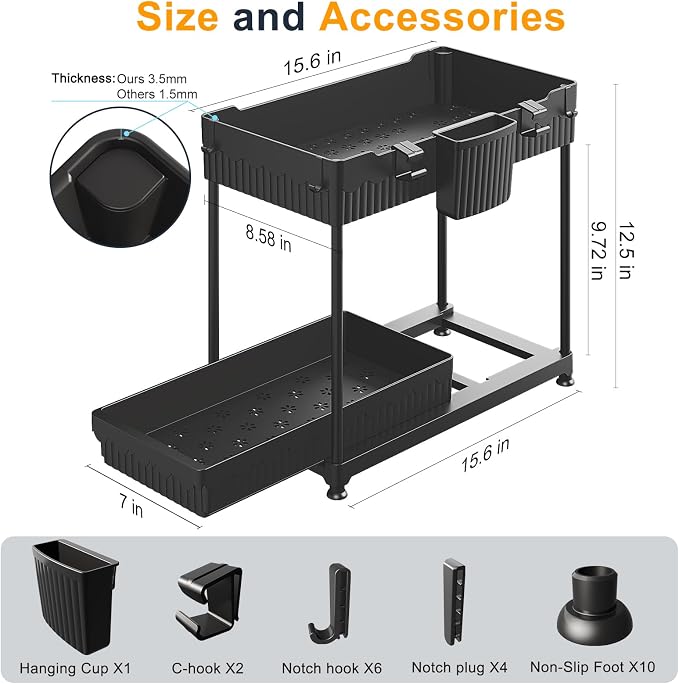 Sevenblue 2 Pack Multi-Purpose Under Sink Organizers and Storage, 2026 Pull Out - Image 6