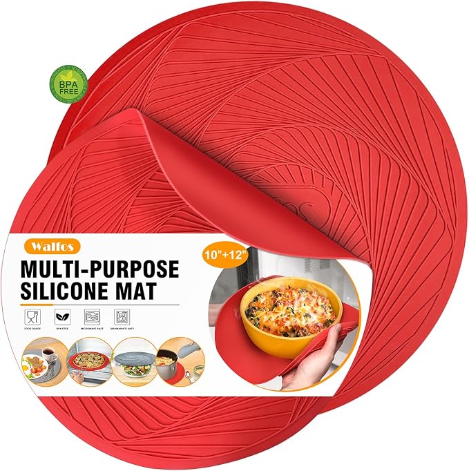 Walfos 12 10 Inch Silicone Microwave Mats, Microwave Splatter Cover by Walfos