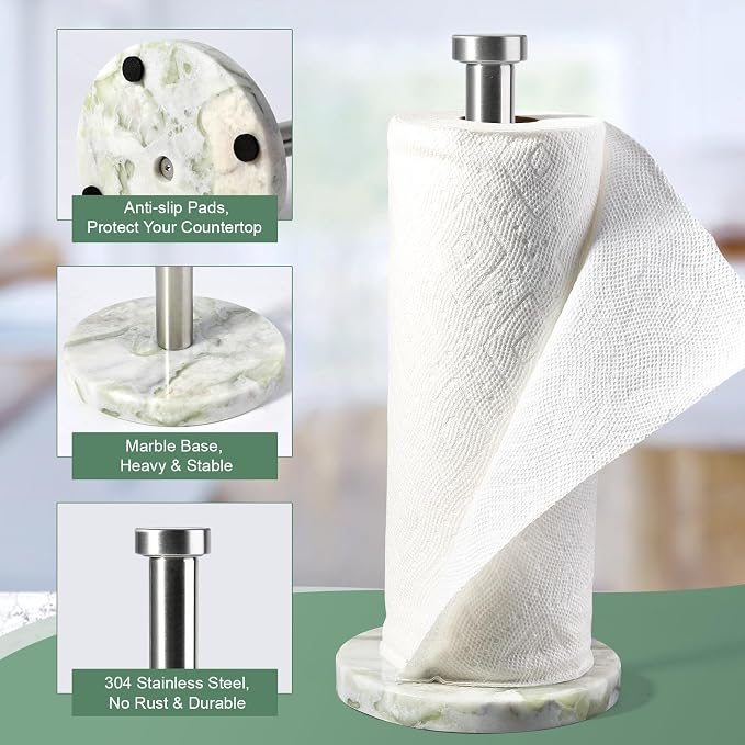 Koville African Marble Paper Towel Holder Countertop, - Image 3