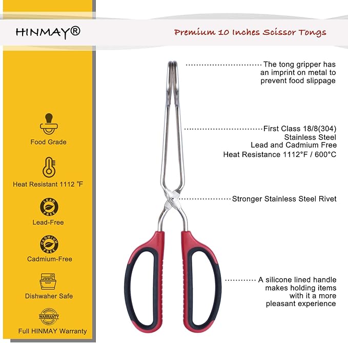 HINMAY Stainless Steel Scissor Tongs - Image 2