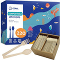 CORAL Light Brown 100% Compostable Spoons & Forks Set by CORAL