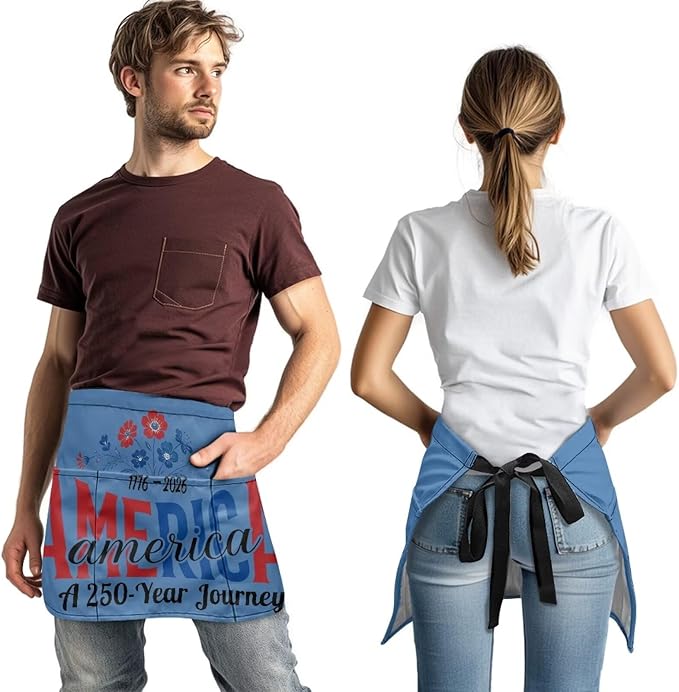 Server Apron with 3 Pockets, Waterproof Oil Waitress Waiter Half Apron - Image 3