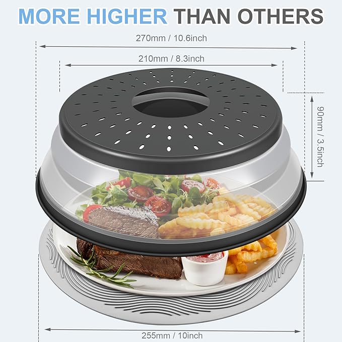 LekDrok 10 Inch Microwave Food Cover & Collapsible Silicone Mat - Image 6