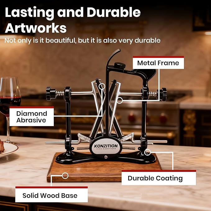 Premium Knife Sharpener with Wooden Base Ideal - Image 5