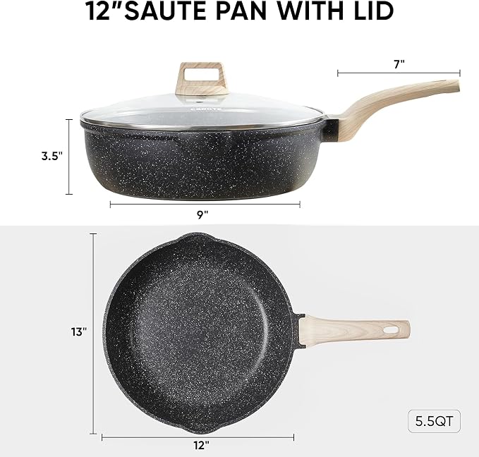 CAROTE 12 Inch Nonstick Deep Frying Pan - Image 2