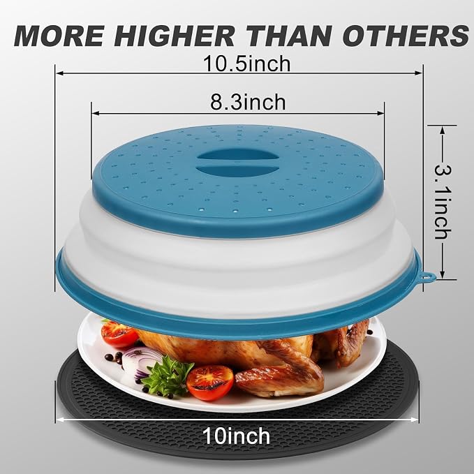 4 in 1, WENWELL Vented Collapsible Microwave Splatter Cover & Mat, Kitchen dish - Image 2