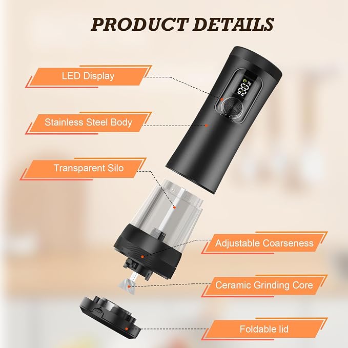 Electric Salt and Pepper Grinder Set, Automatic Refillable Salt and Pepper - Image 6