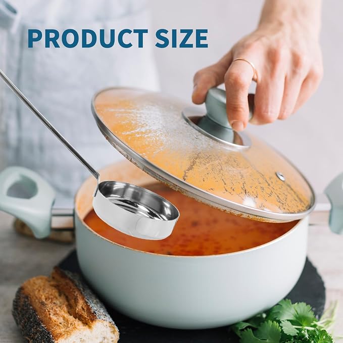 4 Pcs 3 oz 10.55 Inch Silver Stainless Steel 201 Long Handle Cooking Spoon - Image 3